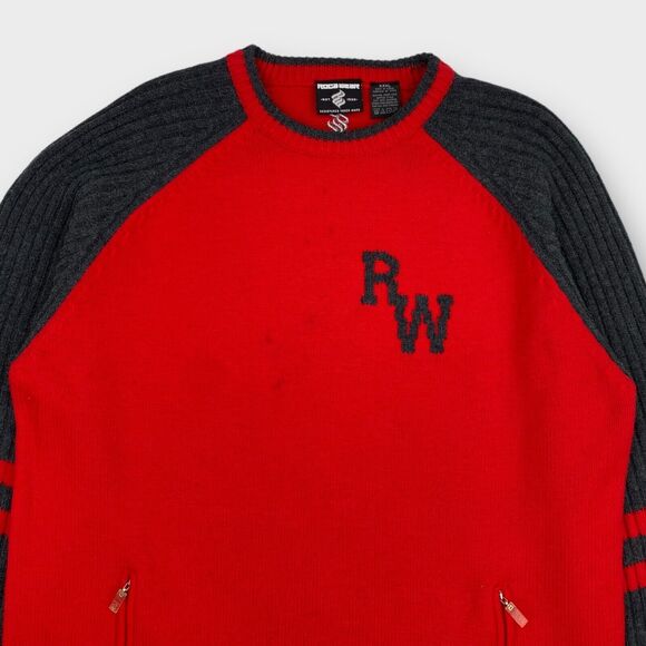 VINTAGE Rocawear Sweater Jacket Mens 3XL Knit Logo Pullover Zip Pockets Hip Hop - Picture 5 of 14